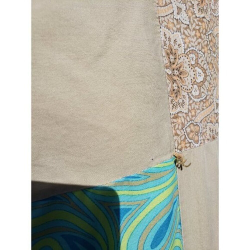 (💥3/$50) Vtg Nine Patch Quilt Square Lap Blanket Floral Fabric Patchwork - Picture 6 of 10